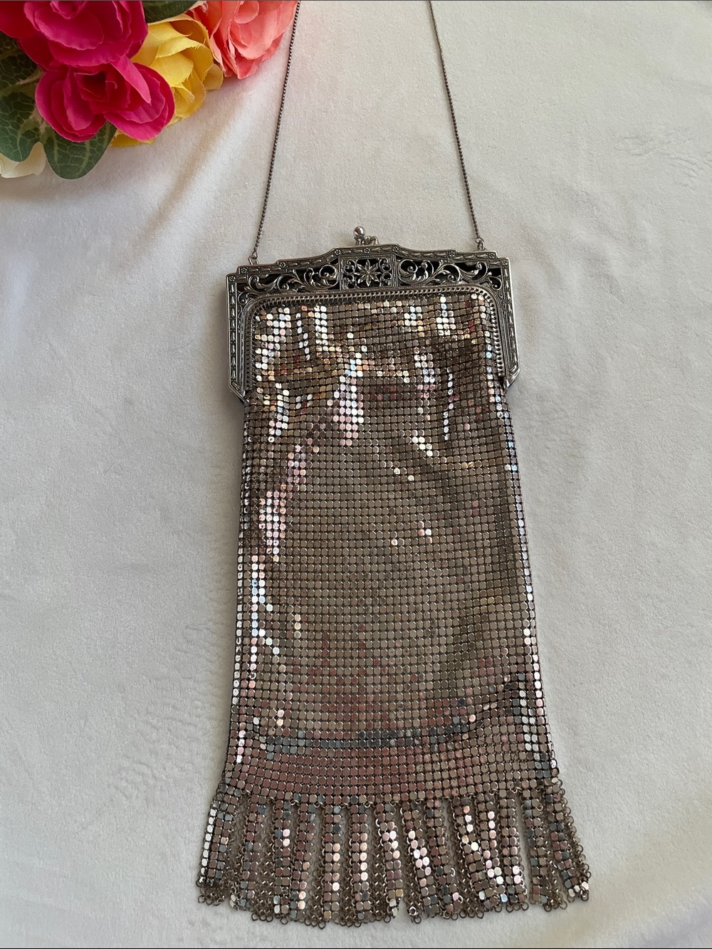 Antique Art Deco Whiting & Davis Silver Mesh Metal "flapper"Purse c.1920 - Picture 10 of 10